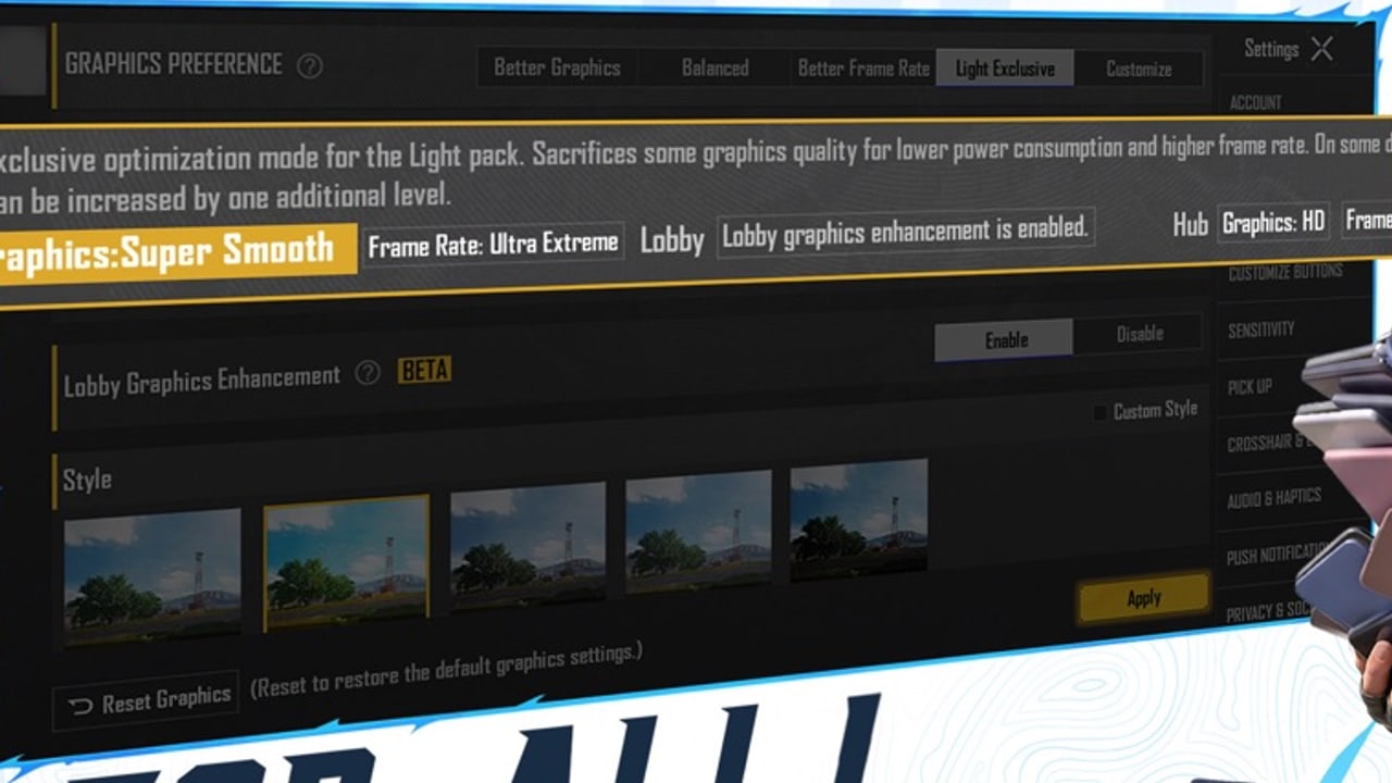 PUBG Mobile Lite Graphics Settings